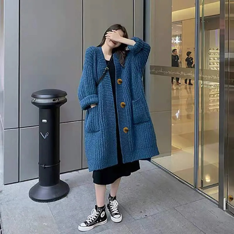 Winter Clothing Trends 2025 Women'S - Buckled และ Unbuttoned ขี้เกียจสไตล์เสื้อสเวตเตอร์ถักหนาเสื้อฤดูใบไม้ผลิและหลวม Fit ขนาดใหญ่