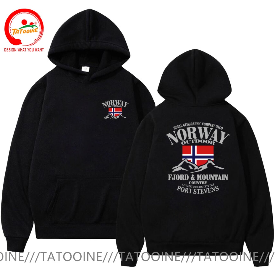 Winter Clothing Norway - เสื้อยืดผู้ชาย เสื้อยืดลายธงชาตินอร์เวย์ ลายภูเขาฟยอร์ด สีเทา เสื้อยืดผู้ชาย แฟชั่นทันสมัย