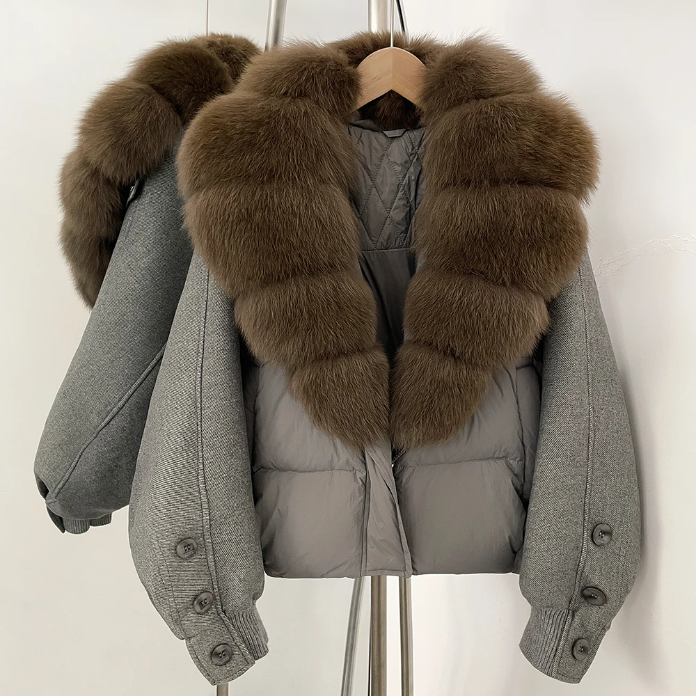 Winter Clothing Store - เสื้อแจ็คเก็ตขนเป็ดสำหรับผู้หญิงพร้อมขนเฟอร์ธรรมชาติ เทรนด์เสื้อผ้าผู้หญิงปี 2025 เสื้อโค้ทผู้หญิงที่ให้ความอบอุ่นและหรูหรา