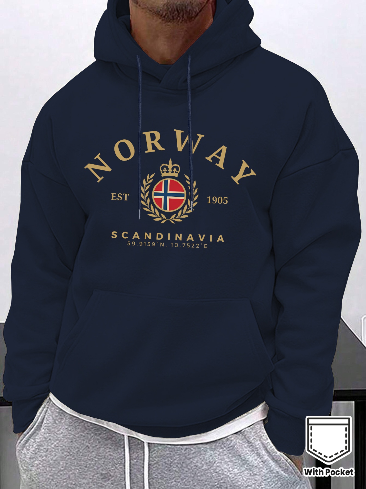 Winter Clothing Norway - เสื้อฮู้ดผู้ชาย/ผู้หญิง สไตล์นอร์เวย์ สแกนดิเนเวีย สำหรับใส่ลำลอง เล่นกีฬา วิ่ง