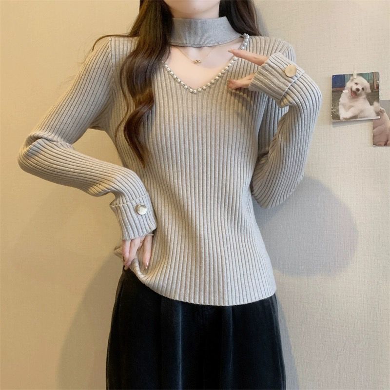 Winter Clothing Trends 2025 Women'S - เสื้อสเวตเตอร์ถักลายฉลุสำหรับผู้หญิง ประดับลูกปัด แฟชั่นแขนยาว สไตล์วัยรุ่น ลดราคา เสื้อผ้าแฟชั่น