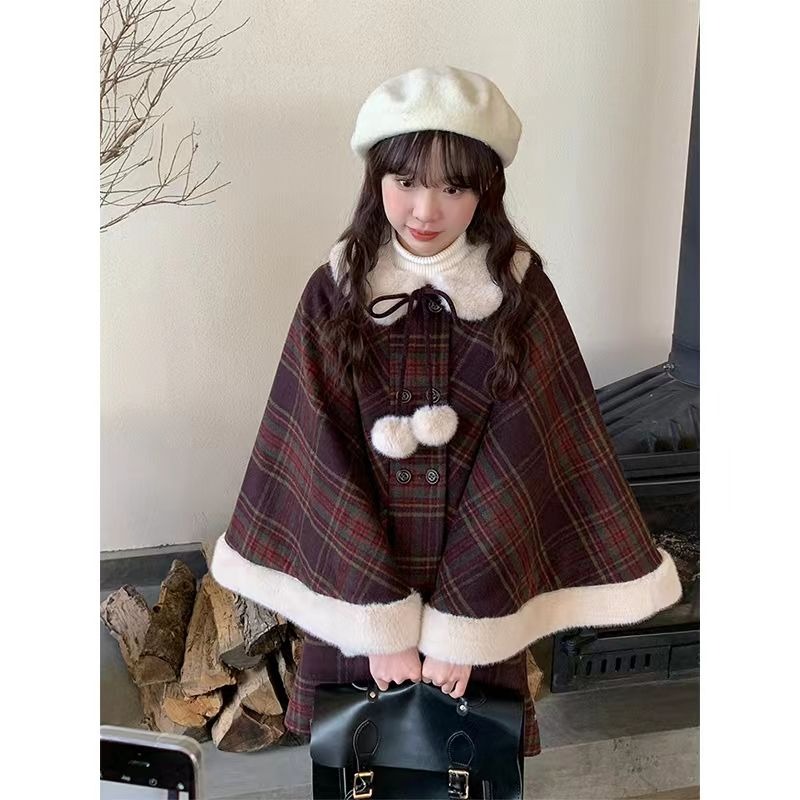 Winter Clothing Types - ชุดกระโปรงสไตล์โลลิต้าญี่ปุ่นน่ารักสำหรับผู้หญิง เสื้อคลุม + กระโปรงครึ่งตัว ชุดสองชิ้น สไตล์สวยงาม