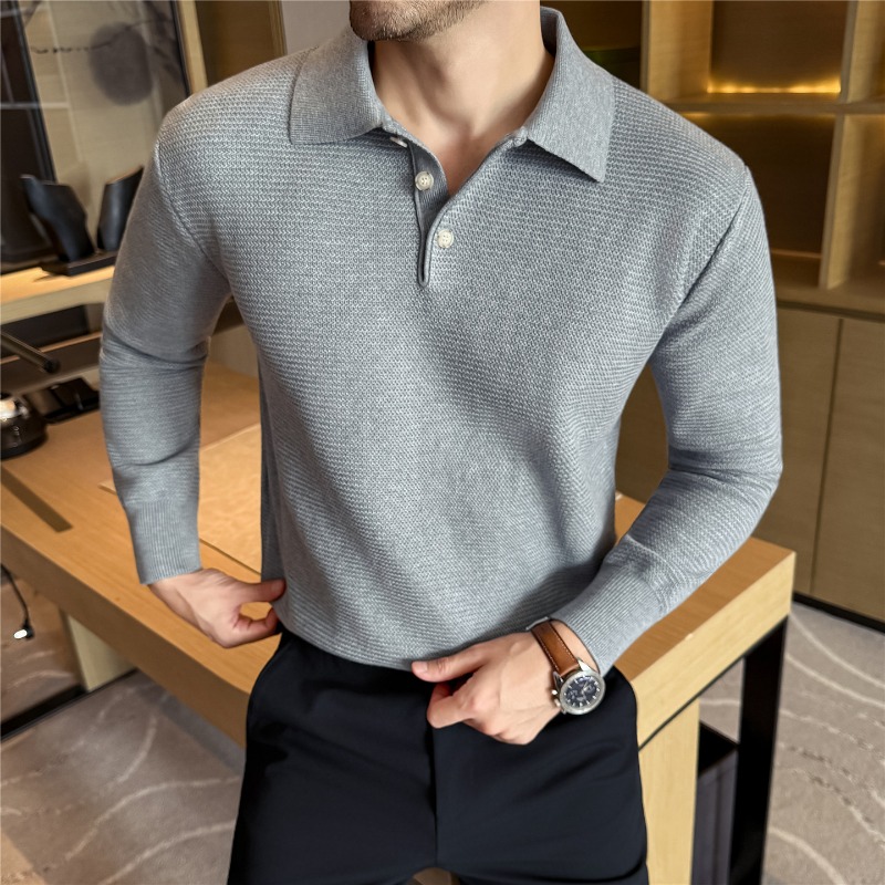 Quality Winter Clothing - เสื้อไหมพรมผู้ชาย แขนยาว คอปกโปโล ผ้าขนสัตว์ คอลเลคชั่นฤดูใบไม้ร่วง-ฤดูหนาว 2025