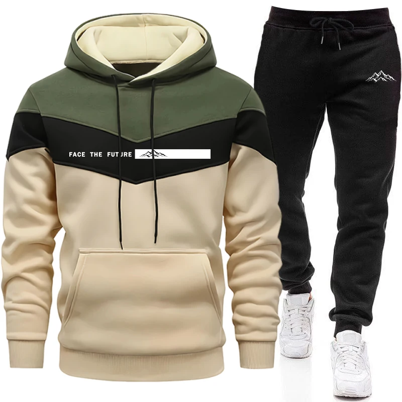 Quality Winter Clothing - ชุดวอร์มแฟชั่นผู้ชาย เสื้อฮู้ดลำลองสำหรับกิจกรรมกลางแจ้ง เสื้อผ้ากีฬา วิ่งจ๊อกกิ้ง ฤดูใบไม้ร่วง ฤดูหนาว