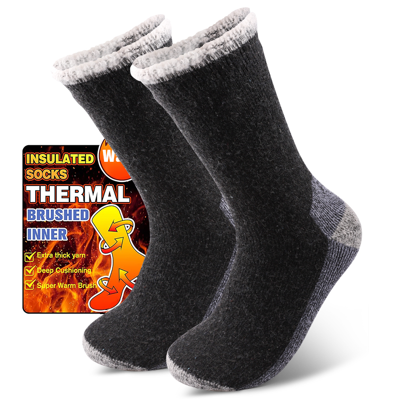 Thermal Sock Merino - 1 คู่ถุงเท้าขนแกะเมอริโนสำหรับผู้ชาย ถุงเท้ากันหิมะ ถุงเท้ากันความร้อนและอุ่น ทนทานต่อการสึกหรอ ถุงเท้ายาวครึ่งน่องสำหรับฤดูหนาว