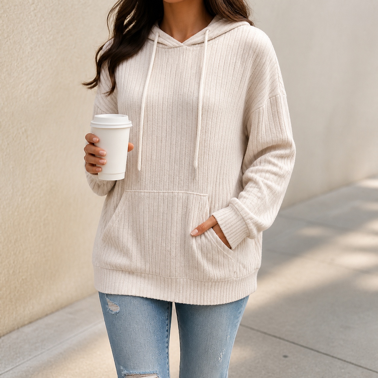เสื้อฮู้ดดี้แขนยาวลายทางผ้าฝ้า - Winter Clothing Types บทวิจารณ์และราคา